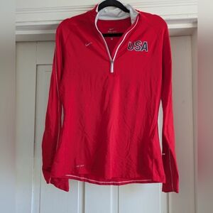 Nike Dri Fit Red Performance Top w/ USA Flag Detail- M